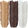 Yaomiao 600 Pcs Tulip Cupcake Liners Greaseproof Paper Tulip Muffin Liners Baking Cups Cupcake Wrappers Holders for Weddings Birthdays Anniversaries Banquets Party Christmas(Brown, Natural, White) - color: Brown,White