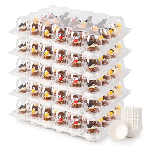 15 Pack 24 - Count Mini Cupcake Containers with 360 Liners