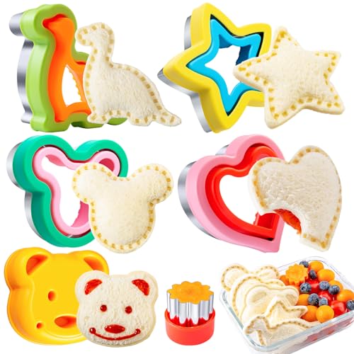 Sandwich Cutters for Kids Lunch LARGE 6 Pcs - color: B- Green Yellow 6pcs