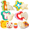 Sandwich Cutters for Kids Lunch LARGE 6 Pcs - color: B- Green Yellow 6pcs