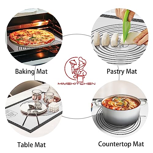 Silicone Baking Mat with Measurement, Non Stick Siliocne Pastrty Mat for Dough Rolling, Making Cookies, Macarons, Bread, Cake and Candy Reusable Fondant Mat Baking Supplies - color: Gray, size: 26"L x 16"W
