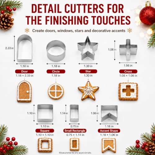 3D Christmas Gingerbread House Cookie Cutters Set, FantasyDay 10 Pcs 430 Stainless Steel Cartoon Snowflake Biscuit Cutter Pastry Mold for Holiday Birthday Cake Dough Donut Fondant - Baking Dough Tool - color: #1