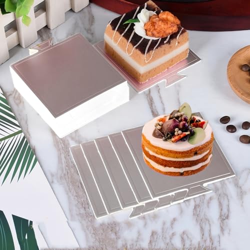 100 Pcs Mini Cake Boards for Baking Dessert,9 * 8.4 cm(Silver) - color: Silver-100pcs