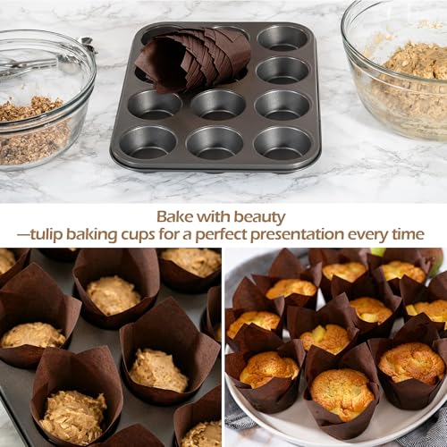 Ruisita 150 Pcs Mini Cupcake Liners Muffin Liners Baking Cups - color: Brown