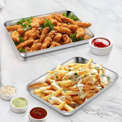 Homikit 1 Pack 10 x 8 Inches Small Stainless Steel Baking Sheet, Non Toxic - size: 10x8x1