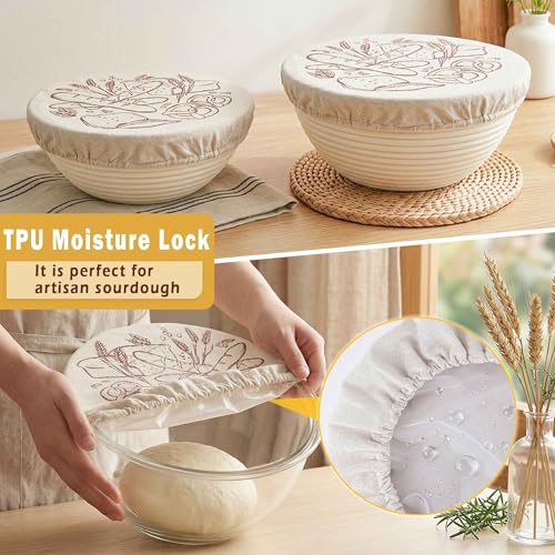 Elastic Bread Proofing Bowl Covers 2-Pack with Waterproof Liner - color: 10 Inch