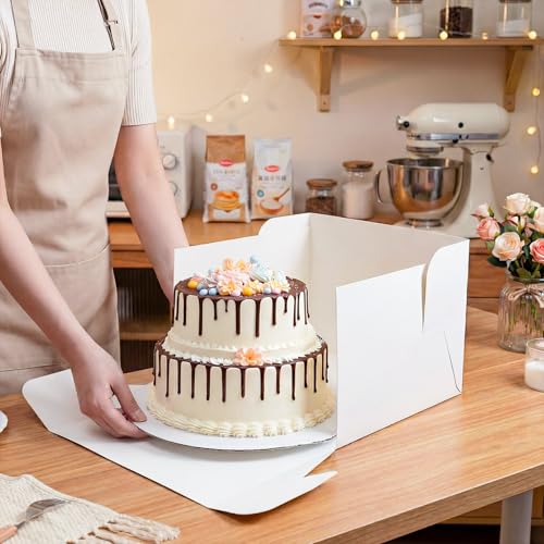 Arttown 20 Pack Cake Boxes and Cake Boards 12 Inch Tall Multi-Layer White - color: 20 pcs boxes +20 pcs cakes boards,12 inch