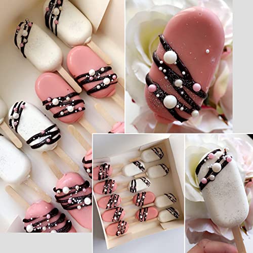 Sakolla 2 Pack 4 Cavity Mini Popsicle Silicone Molds with 50 Wooden Sticks - size: 2 Pcs Mini - White