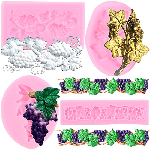 ZiXiang Grapes Fruit Silicone Molds Grape Leaves Fondant Mold Set Of 4 - color: Style F