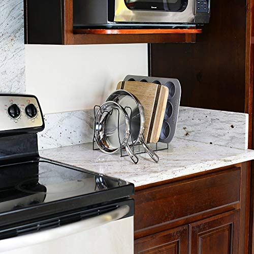SIMPLE HOUSEWARE Kitchen Pot Lid Rack Holder Organizer, Bronze - color: Bronze