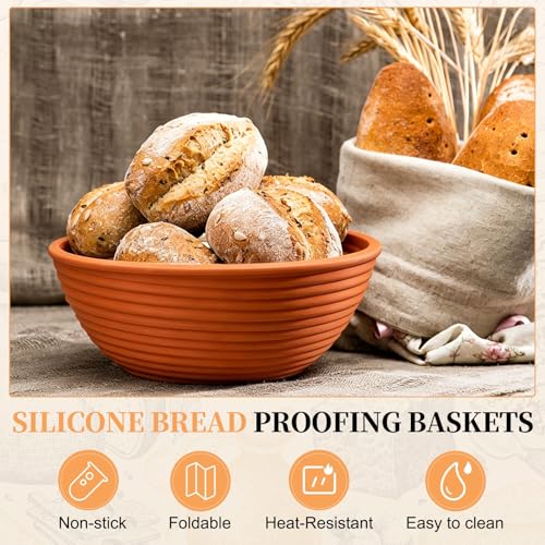 uxcell 2Pcs Silicone Bread Proofing Basket 4.9" Round Sourdough Basket Pink - color: Pink, size: 12.5 cm / 4.9 Inch