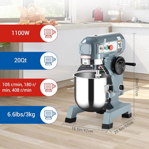 Commercial Food Mixer 30QT, Commercial Mixer with 3 Adjustable Speeds, Dough Mixer Timing Function, Commercial Stand Mixer with Stainless Steel Bowl for Schools Bakeries Pizzerias - size: 30 qt