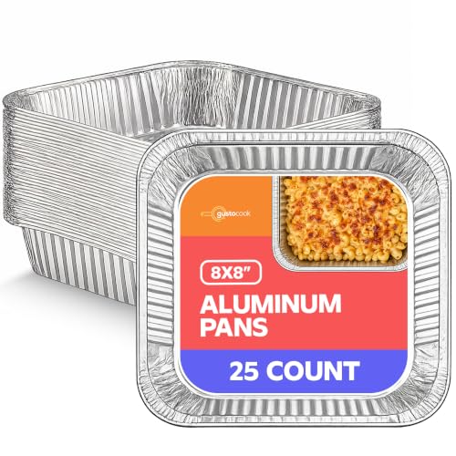 GUSTO Aluminum Foil Pans – [25 Sets] (Lids Not Included), Disposable Food Containers for Baking, Cooking, Storing & Food Preparation (Formerly Comfy Package) (CP-FP-8x8-25) - size: 8x8 - 25 Count