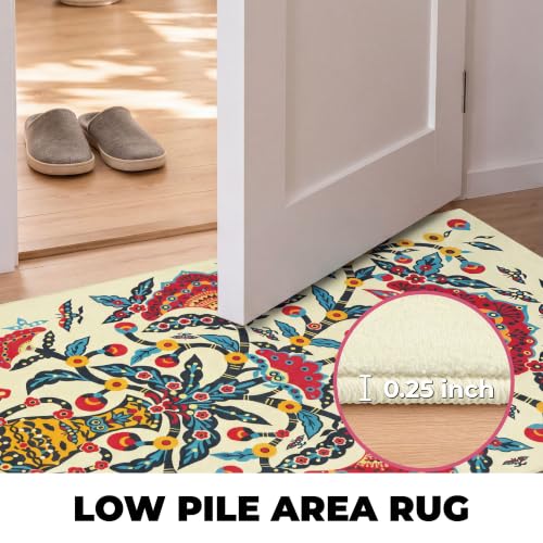 4x6 Red Peony Area Rug, Soft Low Pile - color: Red Peony, size: 4' x 6' (Rectangular)