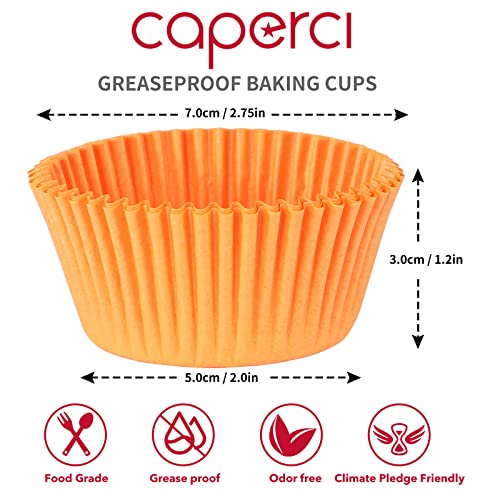 Caperci 500pcs Orange Cupcake Liners for Baking Standard Paper Muffin Cups - color: Orange