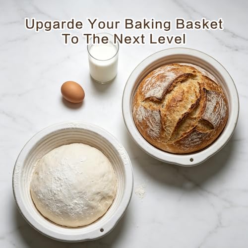 9'' Wood Pulp Round 1kg Banneton Bread Proofing Basket 2 Pack - style: Round