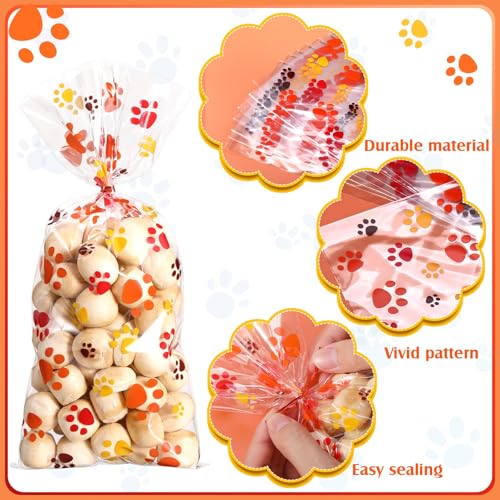 Blulu 100 Pcs Dog Treat Bags Puppy Party Favor, Orange, Brown, Yellow - color: Orange, Brown, Yellow