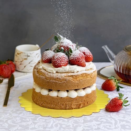 uxcell 50 Pcs Scalloped Cake Circle Base, 4.9 Inch Wave Cake Cardboards Greaseproof Cardboard Round Wave Cake Pastry Pan Base for Weddings Parties Birthday Desserts Cupcake (Silver) - color: Silver, size: 4.9Inch
