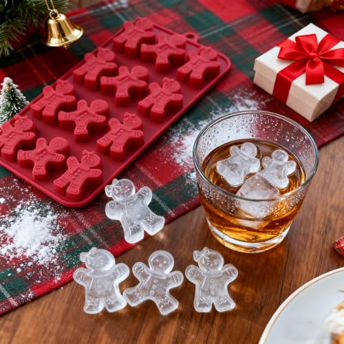 3Pcs Gingerbread Man Silicone Molds, 36 Cavities Christmas Chocolate Molds 3D Gingerbread Molds Christmas Ice Cube Molds Holiday Baking Molds for Candy Chocolate Candle Cookie Jello Clay Resin