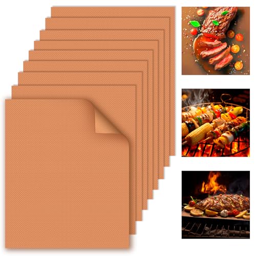 WIBIMEN Grill Mats for Outdoor Grill, Copper 9pcs Grill Mat - color: Copper 9pcs