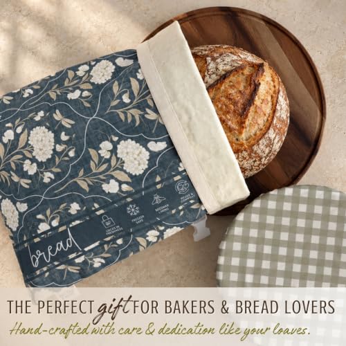Nectar & Nest Beeswax Bread Bags for Sourdough & Bowl Cover Baker Set - color: Toile & Tale