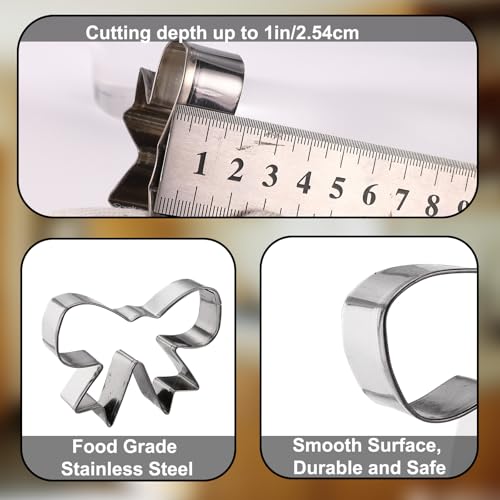 3pcs Bow Cookie Cutters Set, 2.56x1.97in Mini Stainless Steel Bow Shape Biscuit Cutters for Birthday Party Baby Shower DIY Craft Baking Supplies
