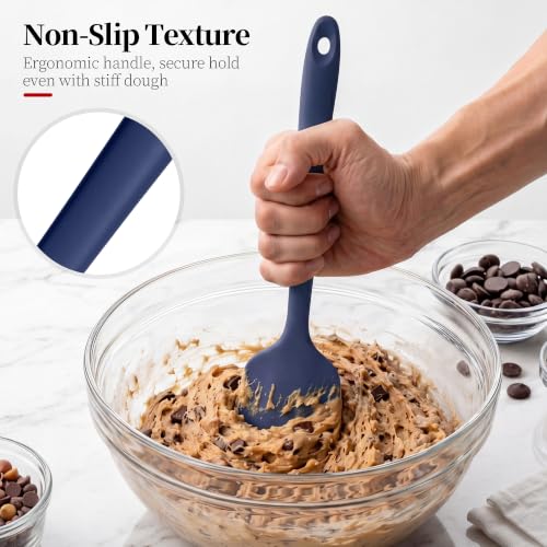 600ºF Heat Resistant Silicone Spatula Spoonula Set of 4, Blue - color: (3) Midnight Blue, size: 4 Spatulas