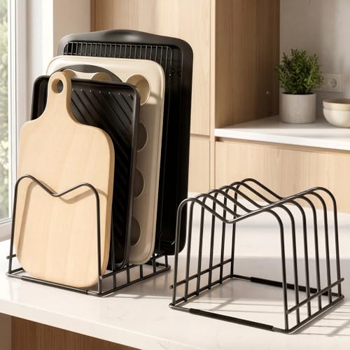 ORDORA 2PC Cutting Board Organizer Holder, Baking Sheet Rack for Kitchen - size: 5Slot-2 Pack