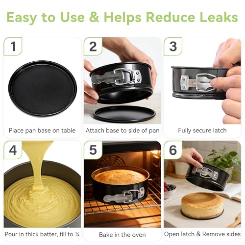 USLAI 4 Inch Mini Springform Pan Set, Nonstick & Leakproof, 4 Pieces - size: 4 Inch