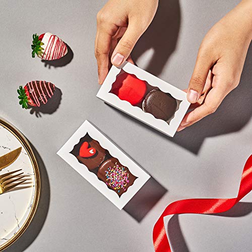 JCXGRVC 24PCS Elegant White Double Favor Boxes with Clear Window