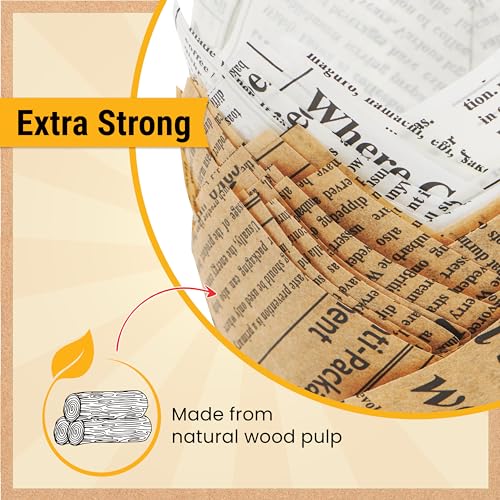 Baker's Signature 150pcs Parchment Paper Muffin Liners - Natural Wood Pulp, Greaseproof, Waterproof, Non-Toxic - Ideal for Multiple Occasions - color: 5.Newspaper White Beige