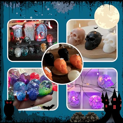 Halloween Skull Resin Molds, Set of 10 Skull Crafting Molds - color: 10PCS Mini 3d Skull
