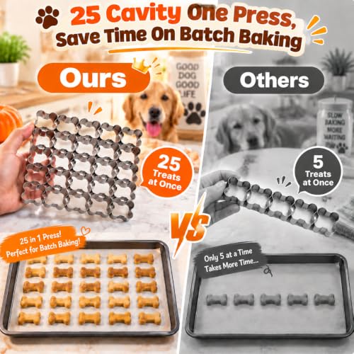 AIERSA 25 Cavity Dog Bone Cookie Cutter, Dog Treat Cookie Cutter - color: Mini Dog Bone