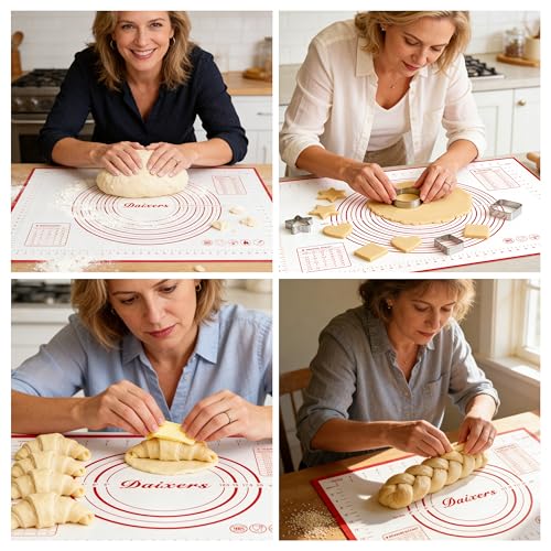Silicone Baking Mats Set of 2,Extra Large 28" x 20" Small 16" x 12" Non Stick Non Skid Pastry-Mat with Measurements (Red) - size: Large 28" x 20" Small 16" x 12"
