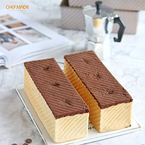 CHEFMADE Mini Pullman Loaf Pan with Lid, 0.66Lb Dough Capacity Non-Stick Rectangle Corrugated Toast Box for Oven Baking 2.8" x 8.3"x 2.7"(Champagne Gold) - size: 04 - 0.66Lb Dough-Cap. Corrugated (Mini)