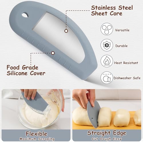 Angadona Sourdough Starter Kit, Sourdough Bread Baking Supplies, 40oz Sourdough Starter Jar, 9" Round & 10" Oval Silicone Bread Proofing Baskets Set, Bread baking tools,Silicone bread Sling