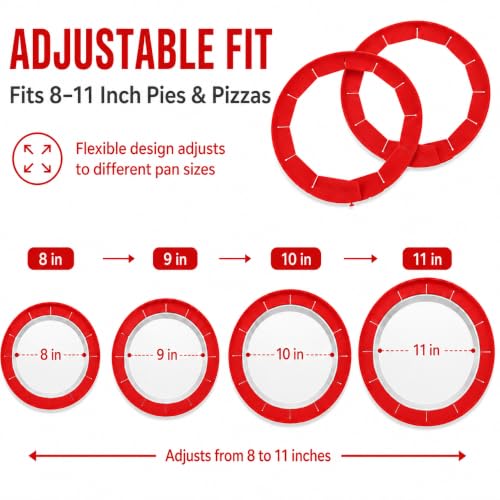 Adjustable Silicone Pie Crust Shield Edge Protector 2 Pcs Red - color: Red