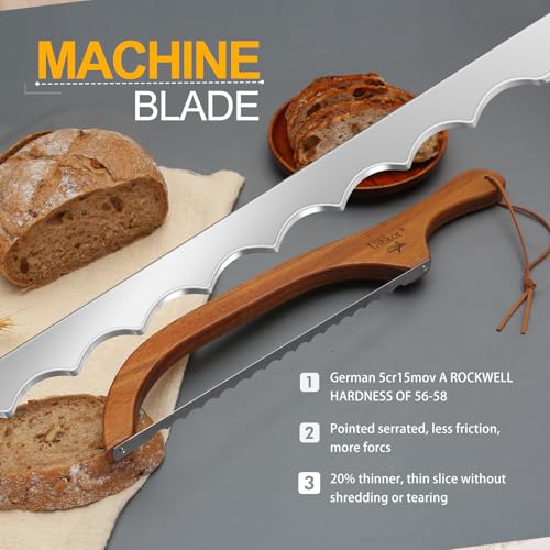 Sourdough Bread Knife, Bread Slicer for Homemade, 16" Wooden Bread Cutter