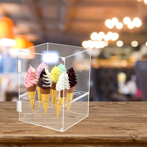 9Holes Ice Cream Cone Holder Stand, Acrylic Ice Cream Cone Cabinet - size: 9 Holes