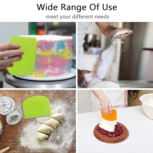 Dough Scraper 4 PCs PE Plastic Bench Scraper Flexible Bowl Scraper