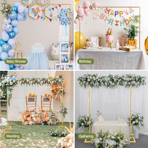 8.2FT x 8FT Square Backdrop Stand Heavy Duty Gold Wedding Arch with Clamps - color: Matte Gold