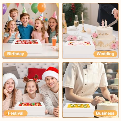 15 PCS Sheet Cake Boxes, 14x10x4 Rectangle Cake Box, Quarter Sheet Cake Box, White Baking Boxes, Large Bakery Boxes, Cajas Para Pasteles, 10x14 Cake Boxes for Birthday, Wedding, Party, Business - size: 14X10X4 Inch