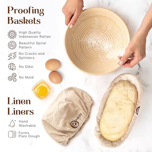 ABIOTO Sourdough Starter Kit with Bread Proofing Baskets & Tools, 24-Pieces - size: 24-Piece Kit
