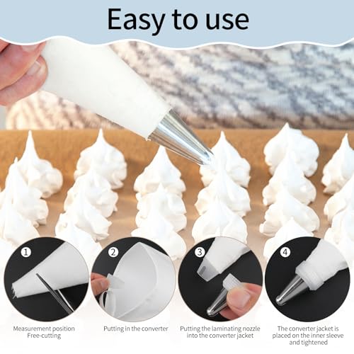 4 Pack 16 Inch Reusable Piping Bags, Cotton Cloth Pastry Bags with Plastic Coating, Professional Tipless Icing Bags for Cake Decorating Cupcakes Cookies Desserts and Baking Supplies - size: 16inch