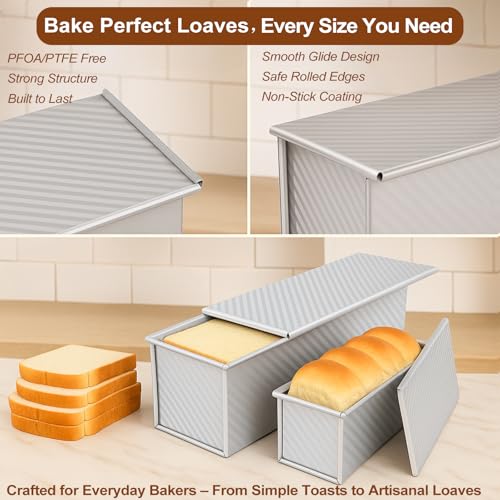 Pullman Loaf Pan with Lid, 2-Pack, 13x5 and 8.4x4.8 Inch