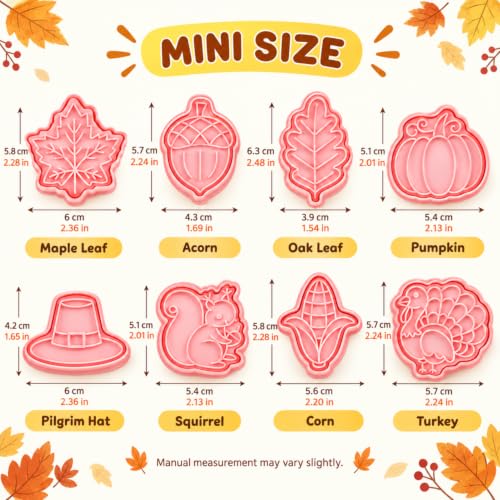 8-Piece Thanksgiving Cookie Cutter and Stamp Set, Plastic