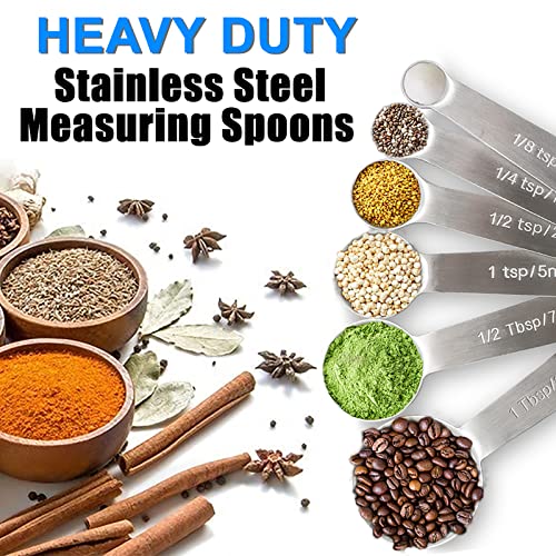 Measuring Spoons, 6-Piece Heavy Duty Stainless Steel Measuring Spoons Set - size: 6PCS