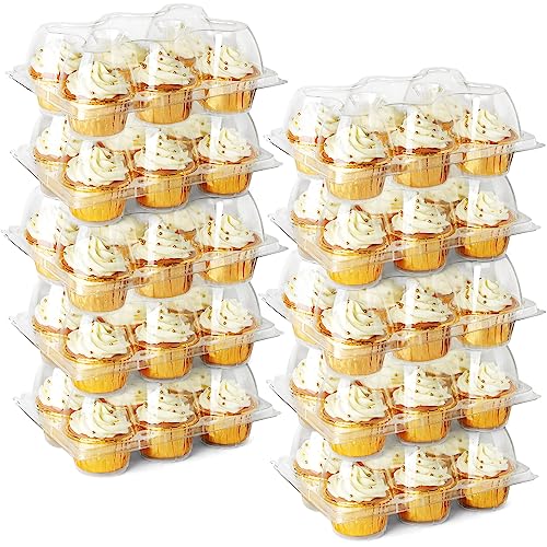 LotFancy 6 Count x 40 Sets Cupcake Containers, Clear Plastic Cupcake Boxes