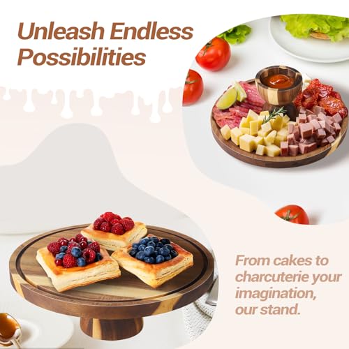 Acacia Wood Cake Stand with Acrylic Lid