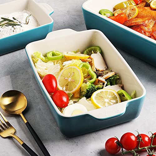 Sweejar Ceramic Bakeware Set, Rectangular Baking Dish for Oven Lasagna Pans for Cooking, Kitchen, Cake Dinner, Banquet and Daily Use, 11.8 x 7.8 x 2.76 Inches of Casserole Dishes (Gradient Blue) - color: Gradient Blue